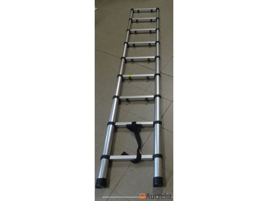Ladder telescopic aluminium - 9 levels - anti-slip feet - auctelia.com