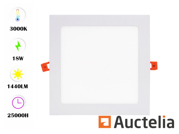 Panel LED encastré carré Couleur de la lumière 6500K puissance 18W